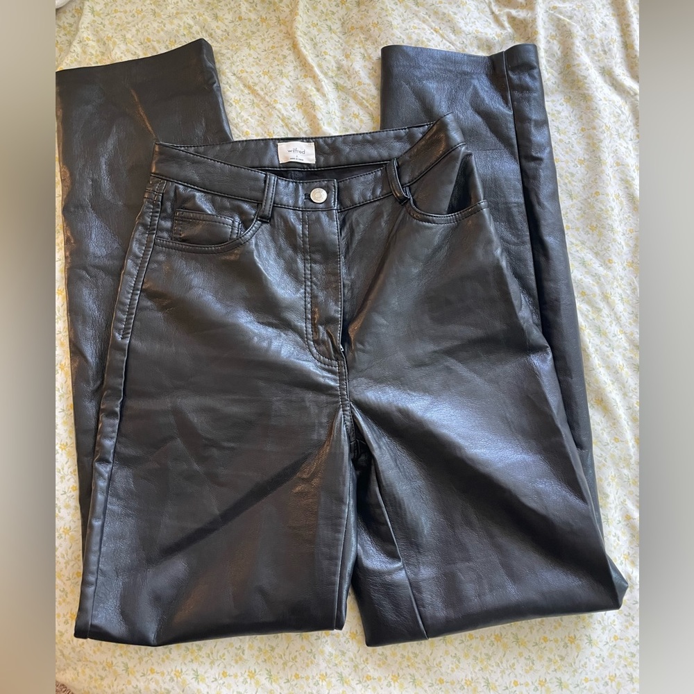 Aritzia black leather Melina pants (tall)